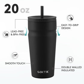 COKTIK 20oz insulated tumbler with double-wall stainless steel preserves temperature