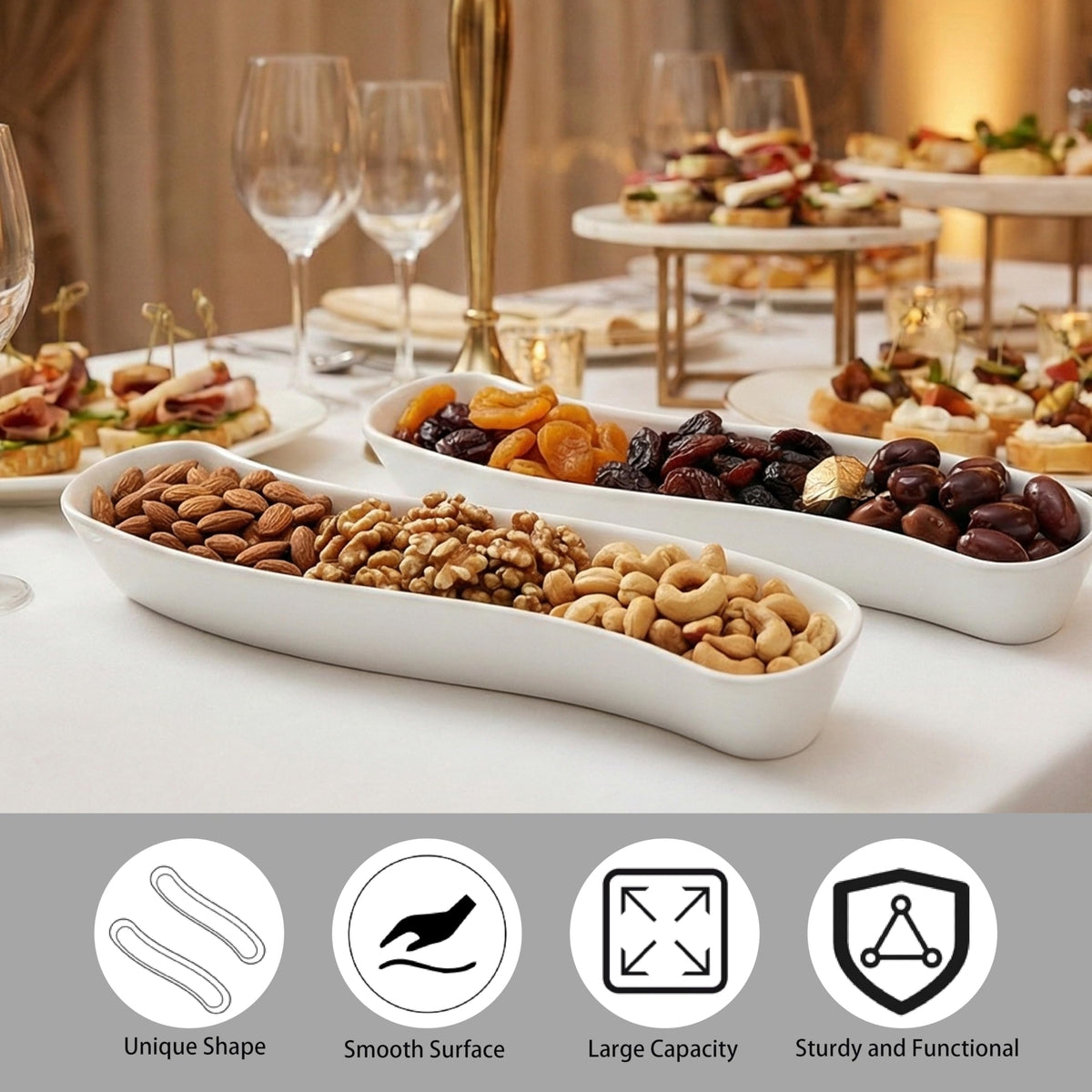 COKUMA ceramic olive dish provides food-safe, non-porous serving surface