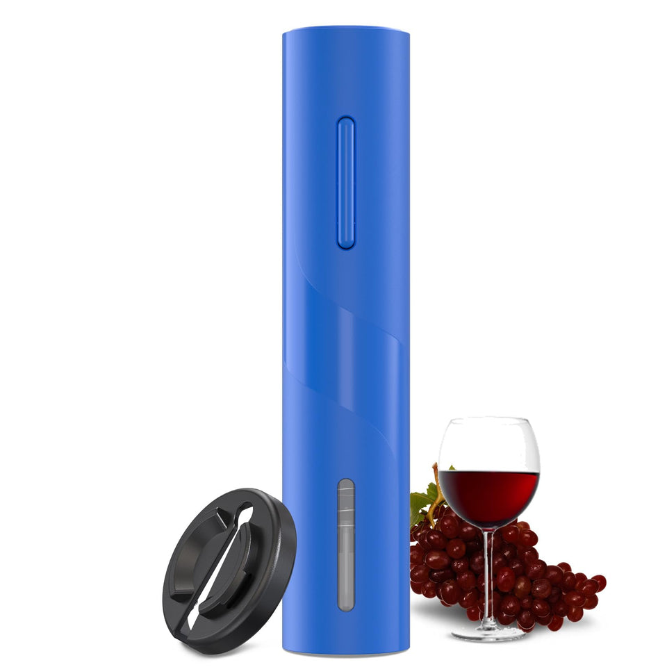 COKUNST electric wine opener blue opening a bottle smoothly.