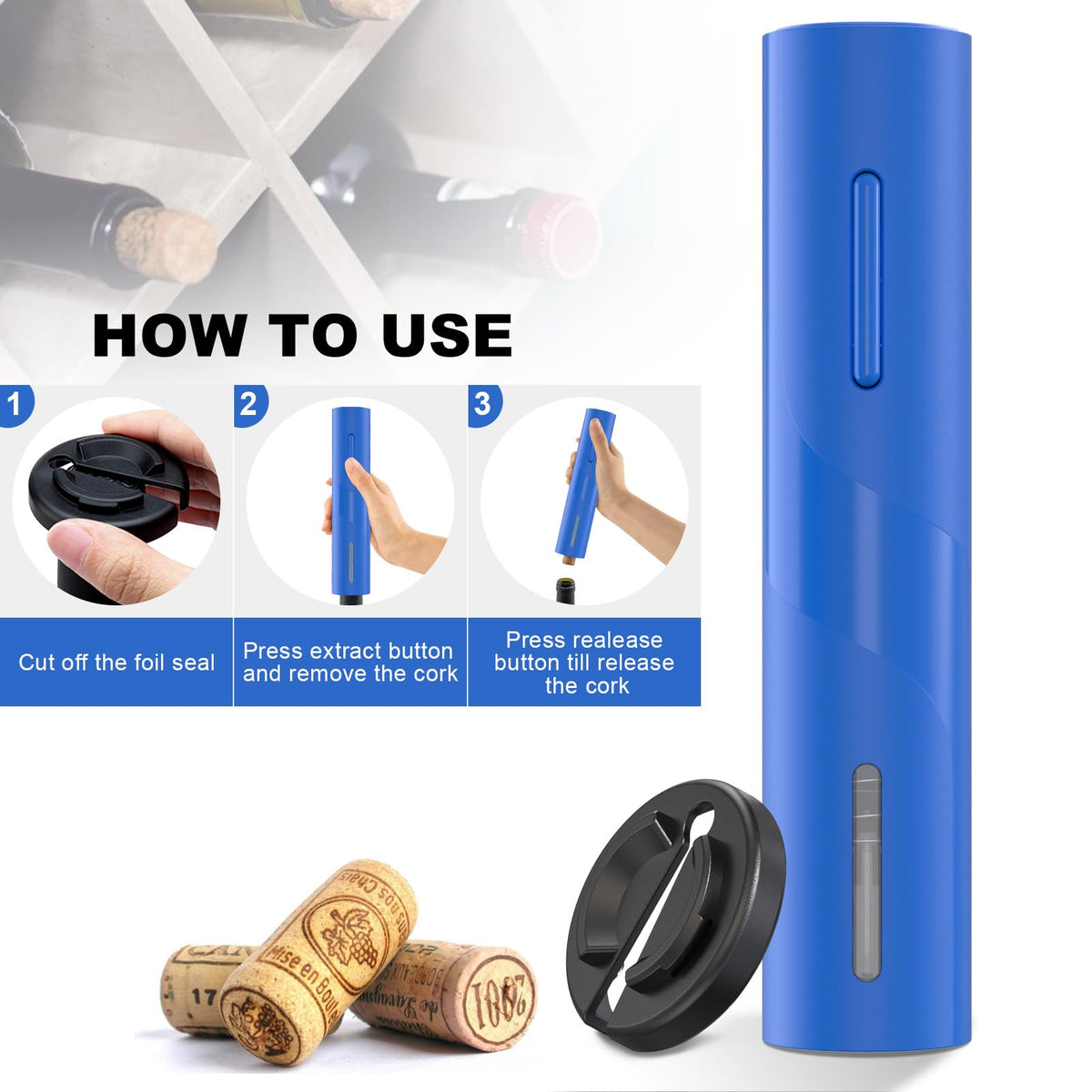 COKUNST blue ergonomic grip supports comfortable handling during use.