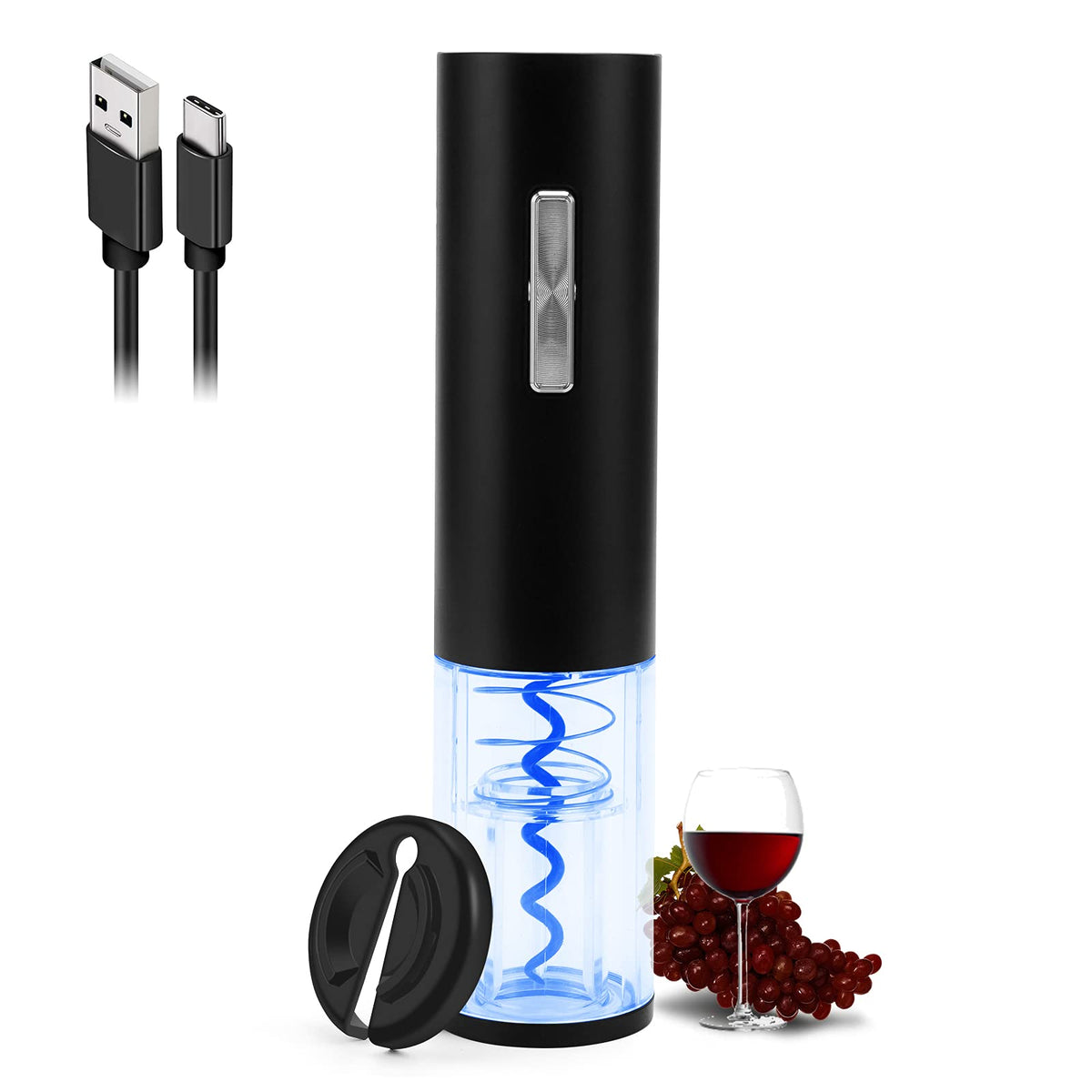 COKUNST electric wine opener on a bottle enabling quick cork removal