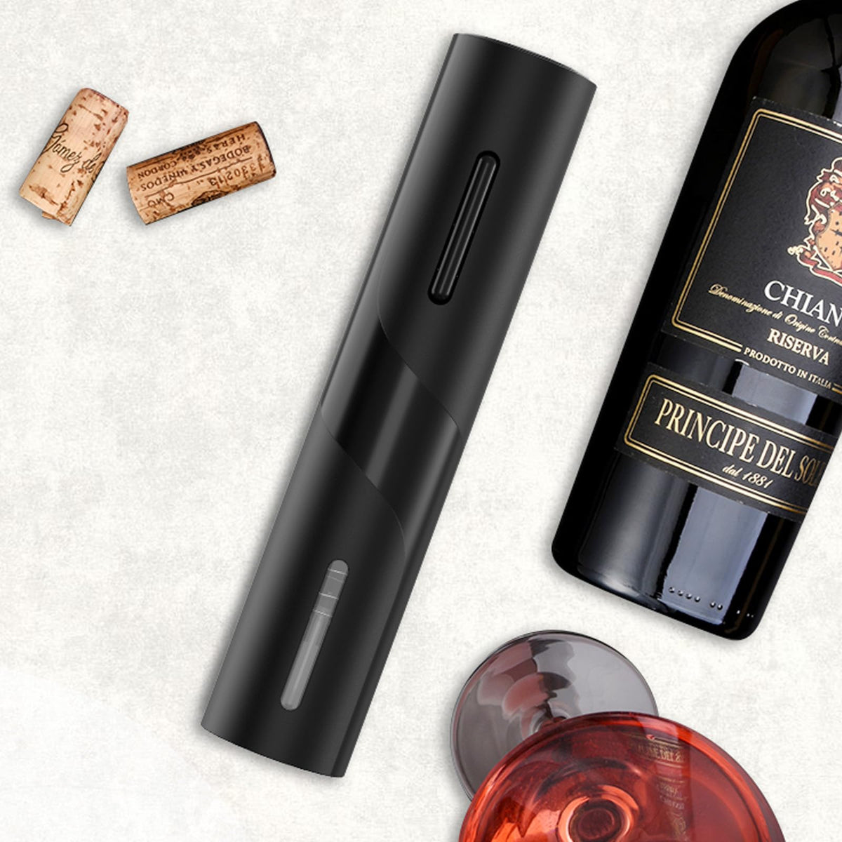 COKUNST electric wine opener with removable foil cutter for clean prep.