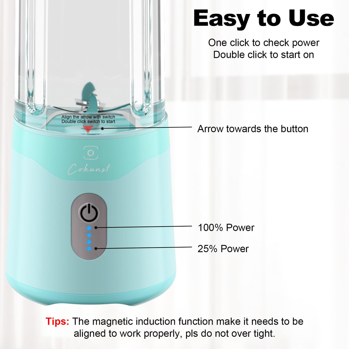 COKUNST quick 30-second blend for protein shakes and smoothies.