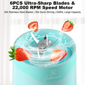 COKUNST blender with six blades delivering smooth textures quickly.