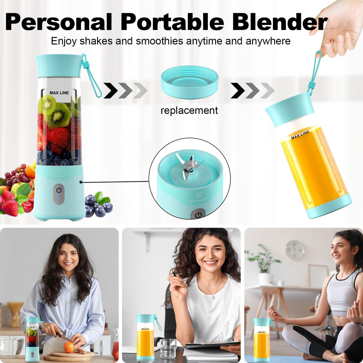 COKUNST bottle with handle lid, ideal for on-the-go sipping.
