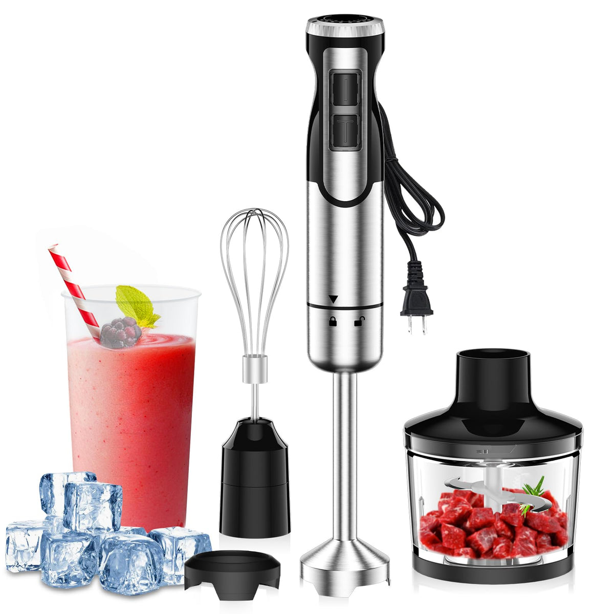 Colarlemo 1800W immersion blender motor for fast, even blending of ice and smoothies