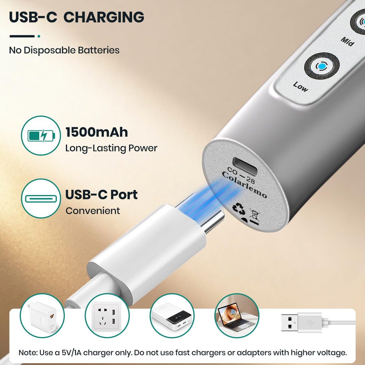 Colarlemo frother battery indicator helps you froth before leaving home