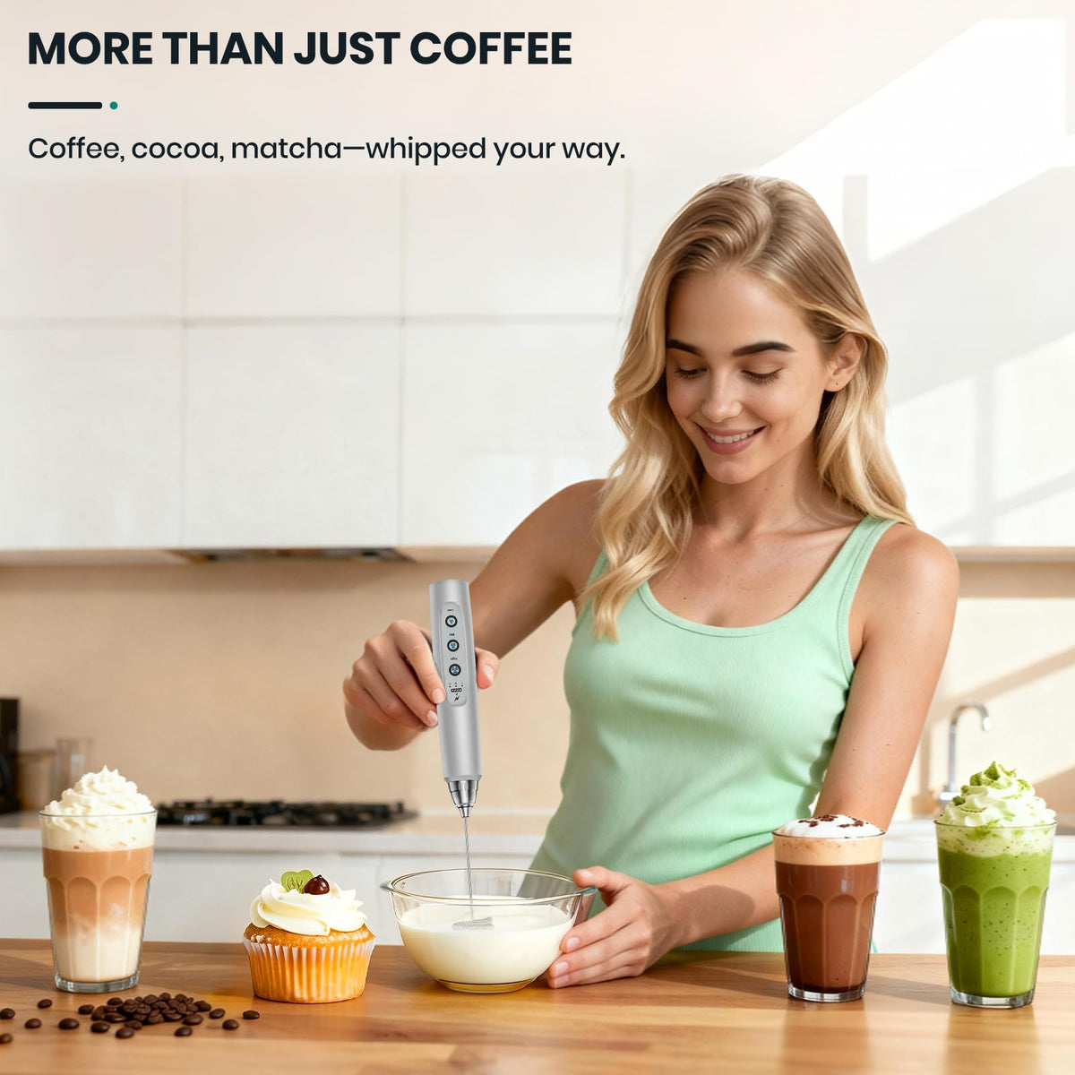 Colarlemo detachable whisk heads simplify cleaning after every cup