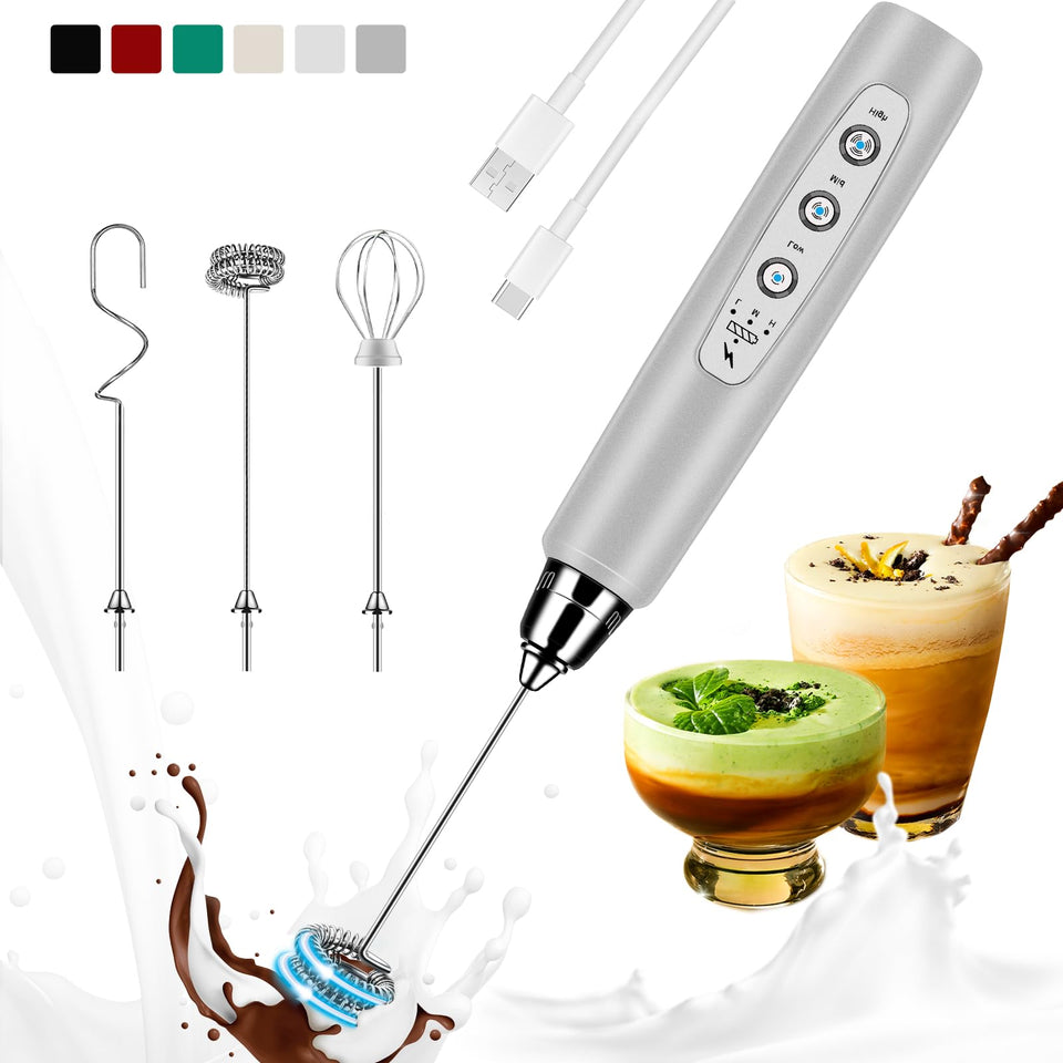 Colarlemo milk frother front view highlighting compact handheld design for home coffee rituals