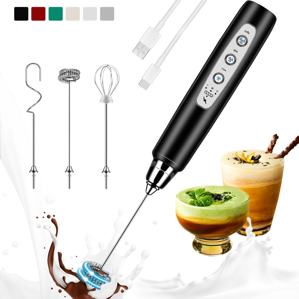 Colarlemo handheld milk frother in rechargeable form for quick creamy froth