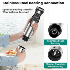 Colarlemo stainless steel 4-leaf blades ensure smooth textures