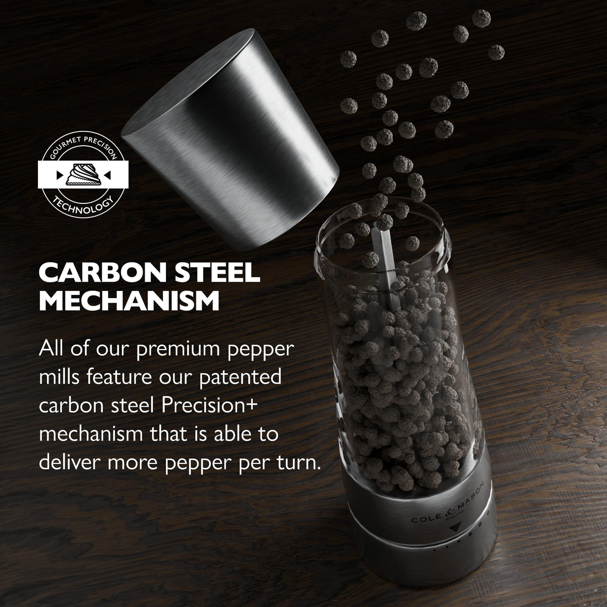 Derwent adjustable grind levels allow precise pepper texture control.