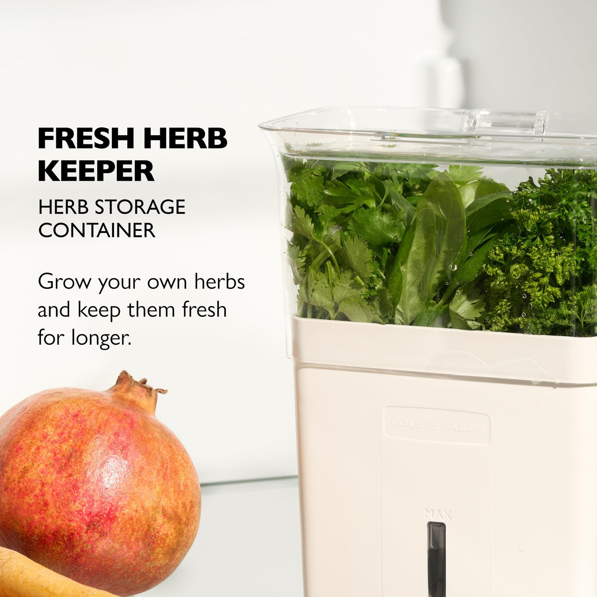 Cole & Mason Fresh Herb Keeper with flip slide lid for easy access.