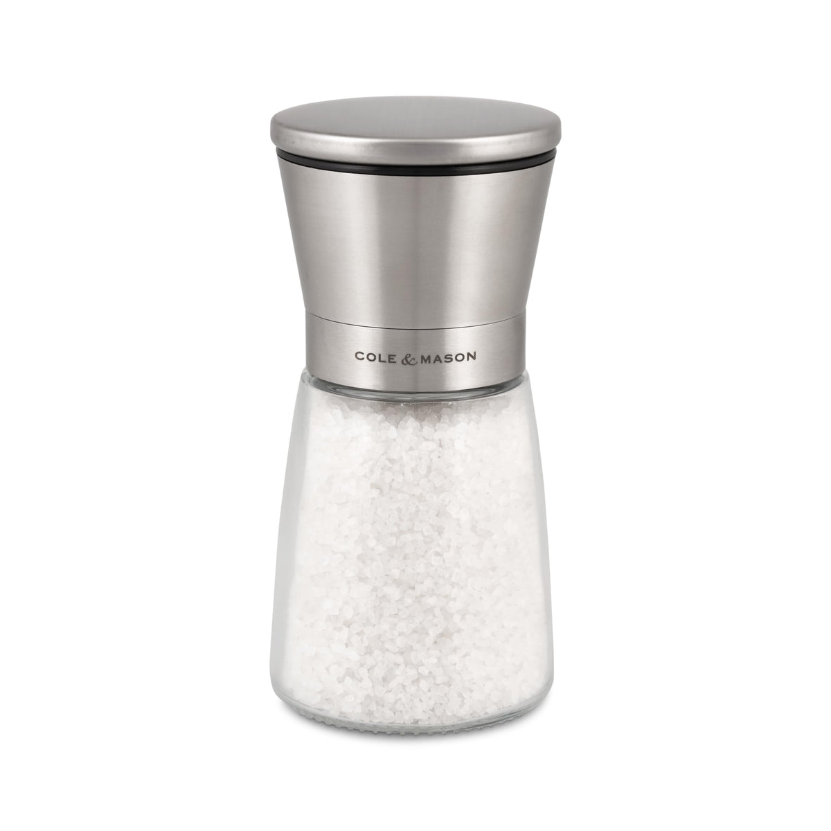 Cole & Mason Sunderland salt mill with closed lid preserves freshness for seasoning