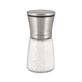 Cole & Mason Sunderland salt mill with closed lid preserves freshness for seasoning