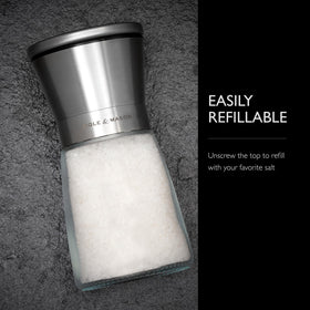 Cole & Mason Sunderland salt mill on table ready for seasoning