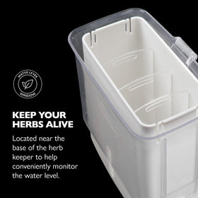 Cole & Mason Fresh Herb Keeper features water level indicator for moisture control.