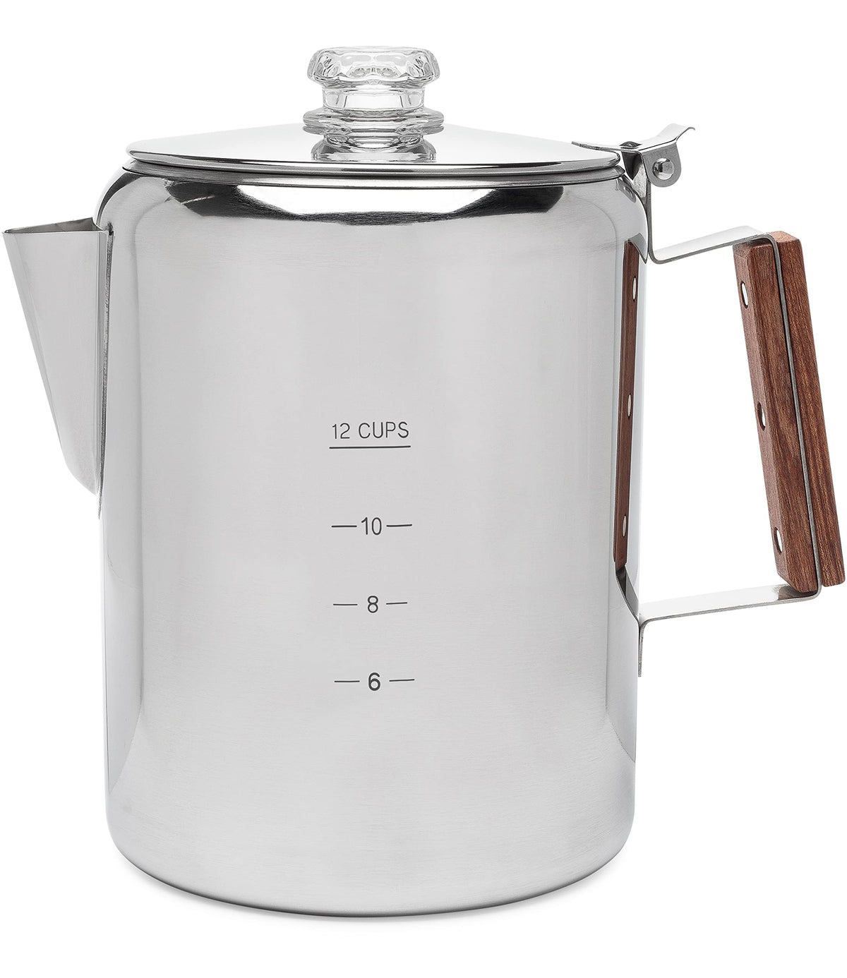 COLETTI Bozeman percolator glass top view for watching coffee brew to perfection.
