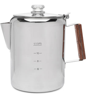 COLETTI Bozeman percolator glass top view for watching coffee brew to perfection.
