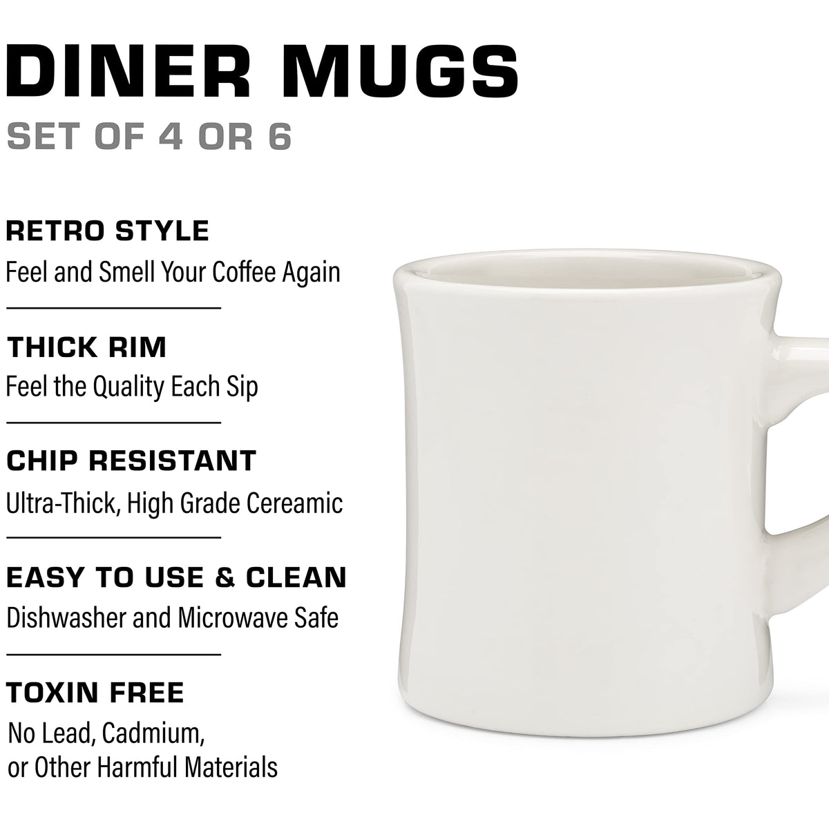 COLETTI Diner Mugs comfortable handle for easy sipping