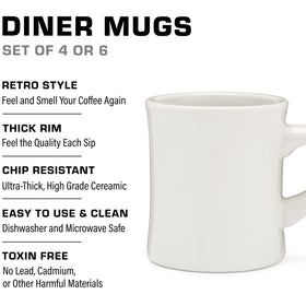 COLETTI Diner Mugs comfortable handle for easy sipping