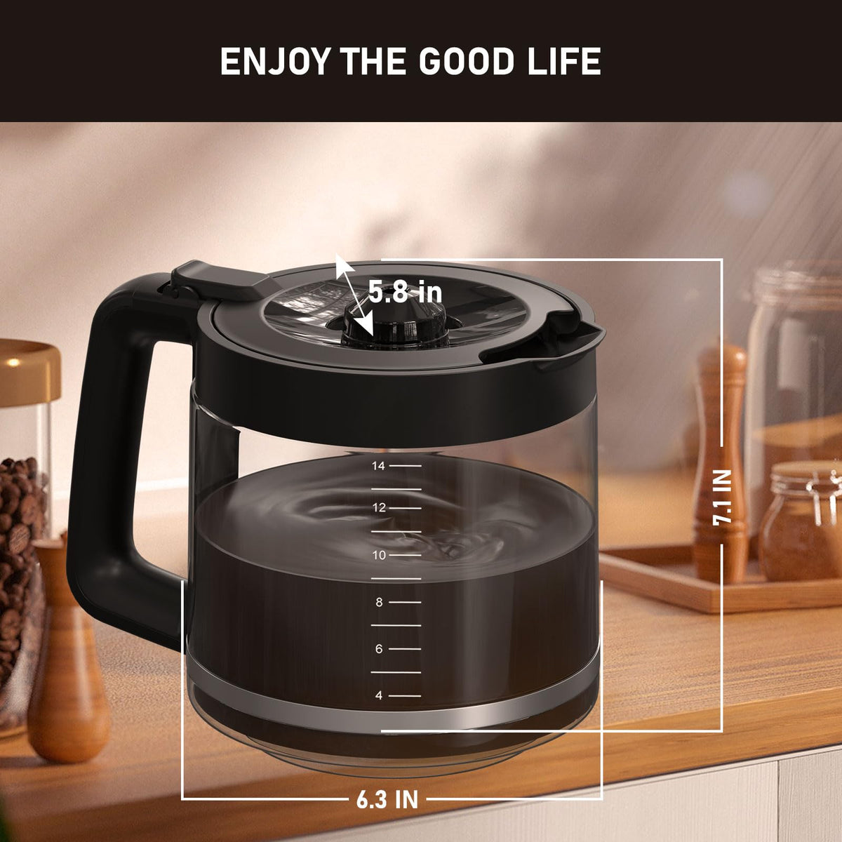 Colidier 14-Cup Carafe dishwasher-safe glass and durable lid.