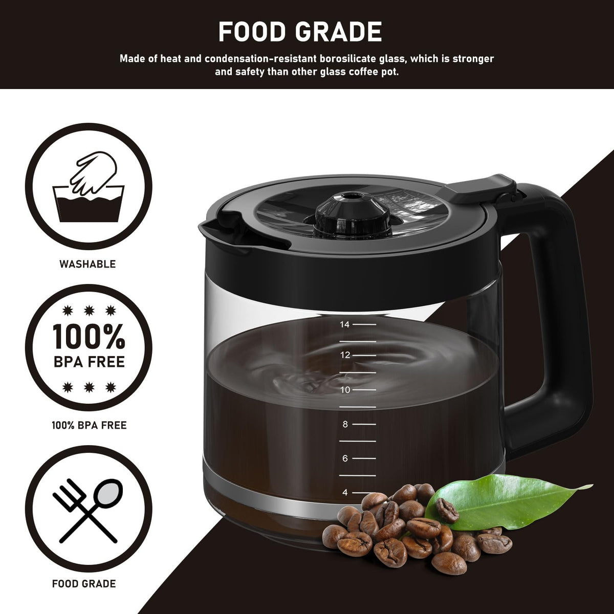 Colidier 14-Cup Carafe with lid detached for thorough cleaning.