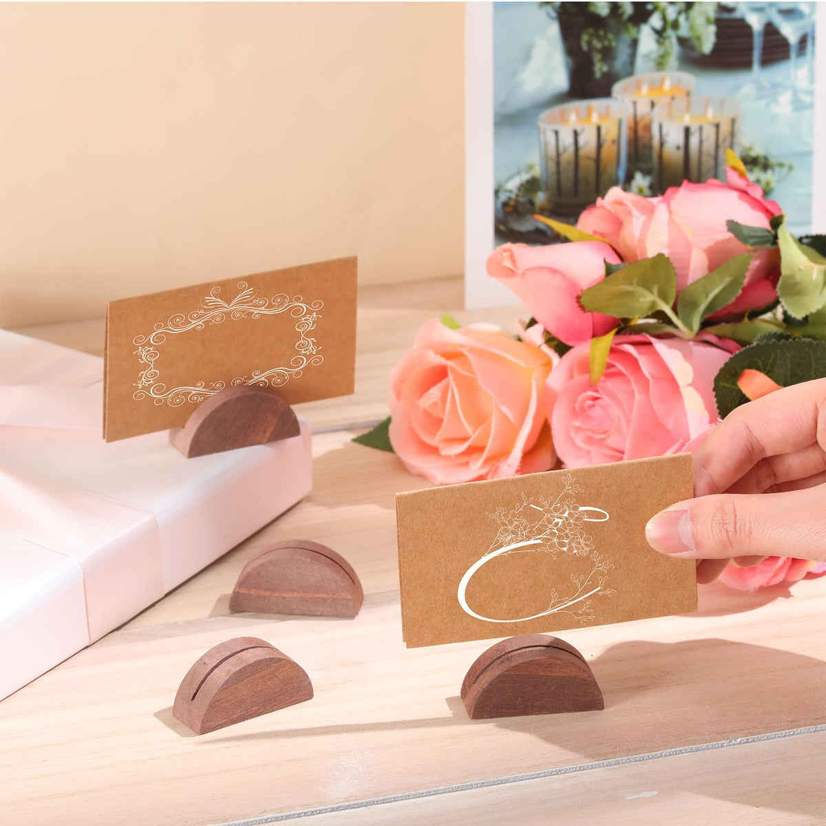 Colingmill table card holders coordinate seating with a delicate, classical touch.