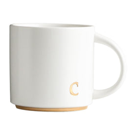 COLLECTIVE HOME monogram ceramic mug 15 oz with a stylish gold initial design for daily coffee