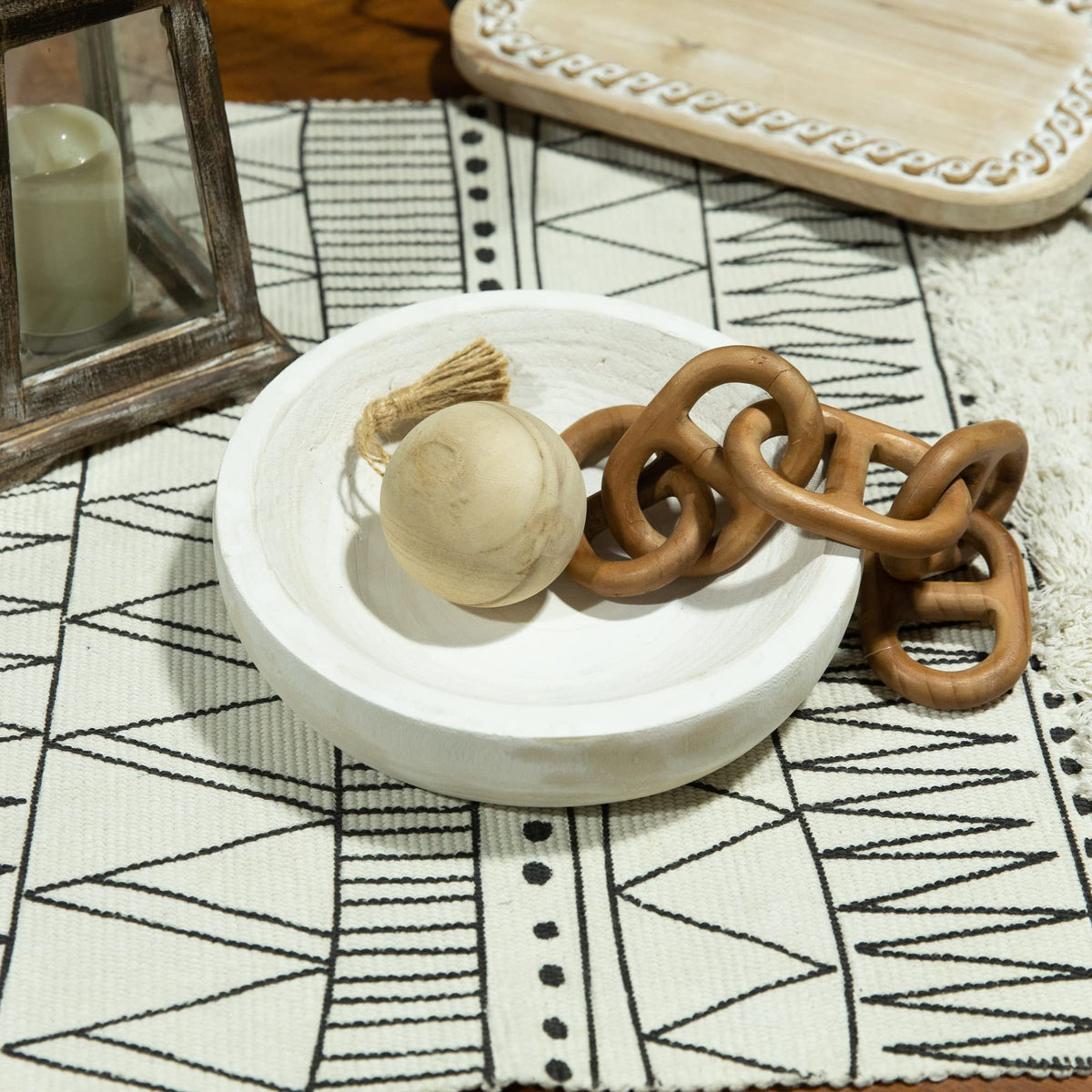 COLLECTIVE HOME paulownia tray bottom with feet protects surfaces.