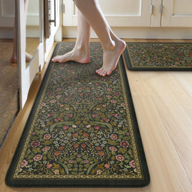 Collive anti-fatigue mat in spring-green floral set 2 reduces fatigue while cooking