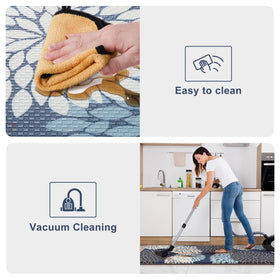 Collive boho dahlia pattern kitchen rug adds stylish color.