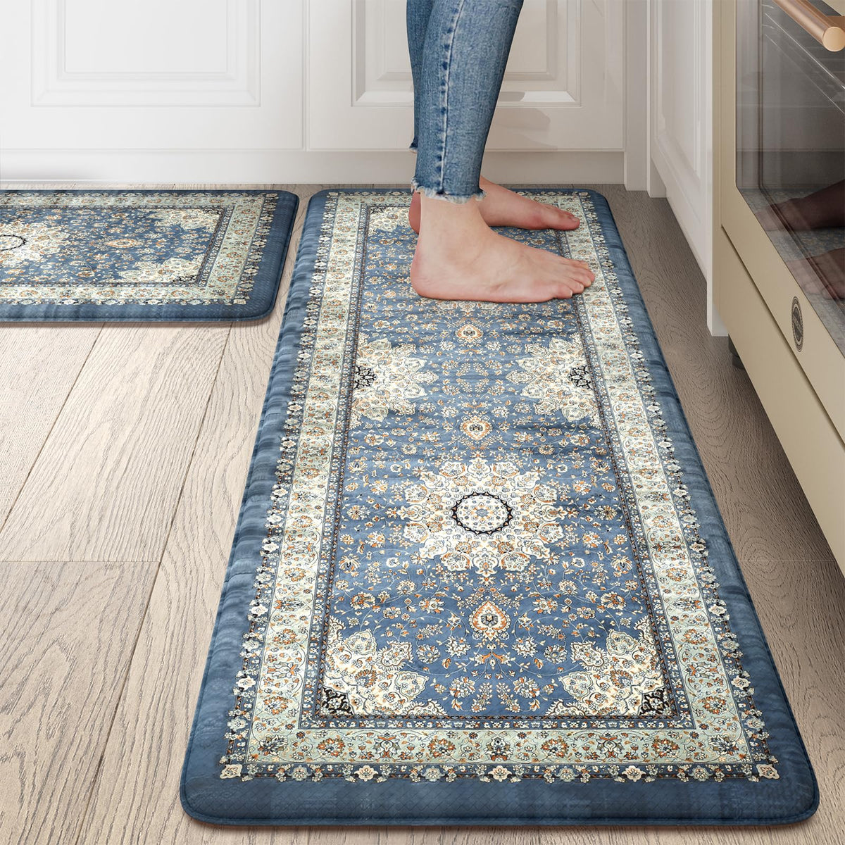 Collive Boho Kitchen Mat top view enhances comfort during cooking tasks