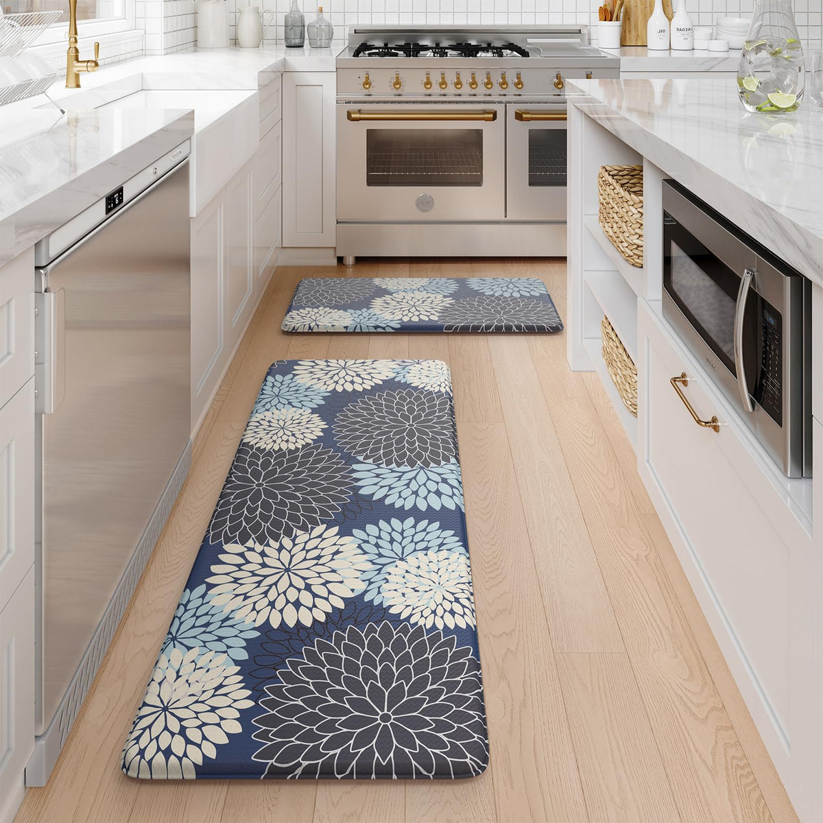 Collive multiblue pattern adds farmhouse charm to any space.