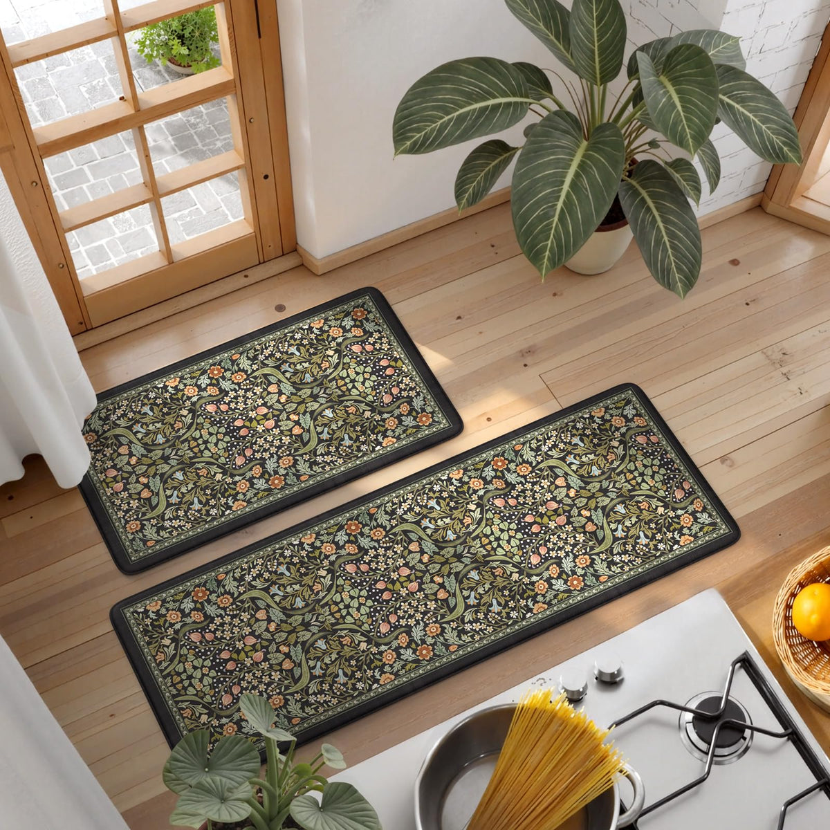 Thick anti-fatigue cushioning supports feet during long cooking