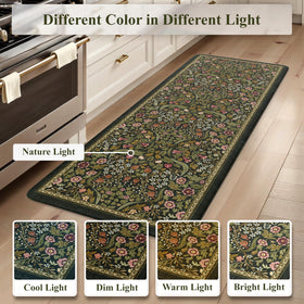Collive spring-green floral rug enhances decor and comfort