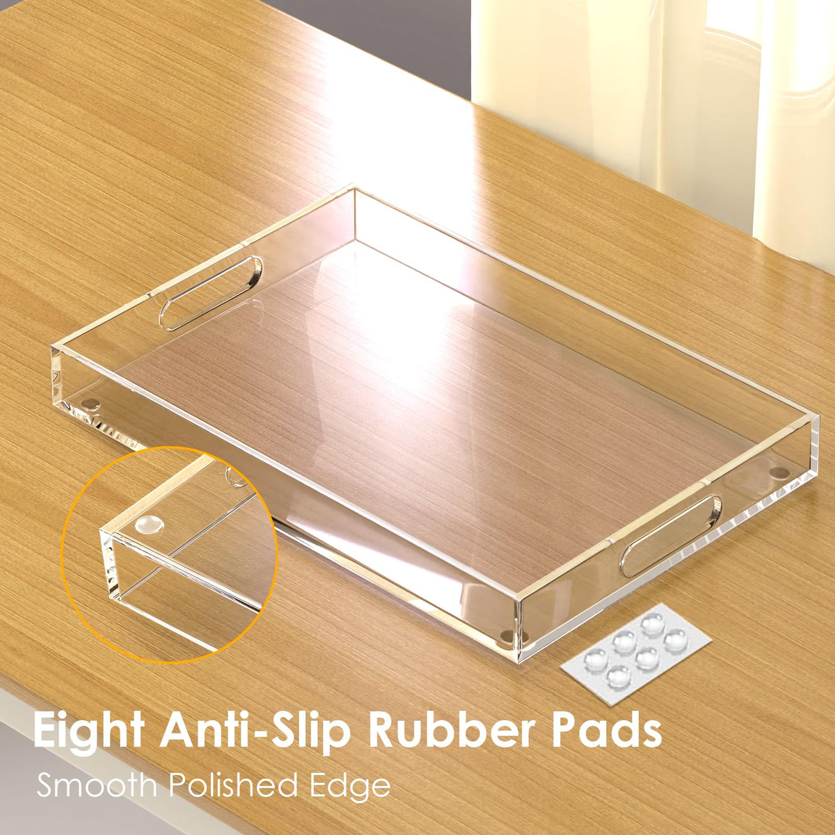 Collwait tray bottom anti-skid pads protect furniture during use.