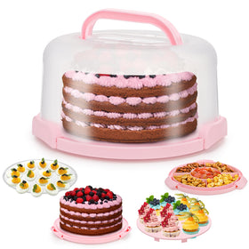 Coloch cake carrier with lid and handle keeps cakes secure during transport.
