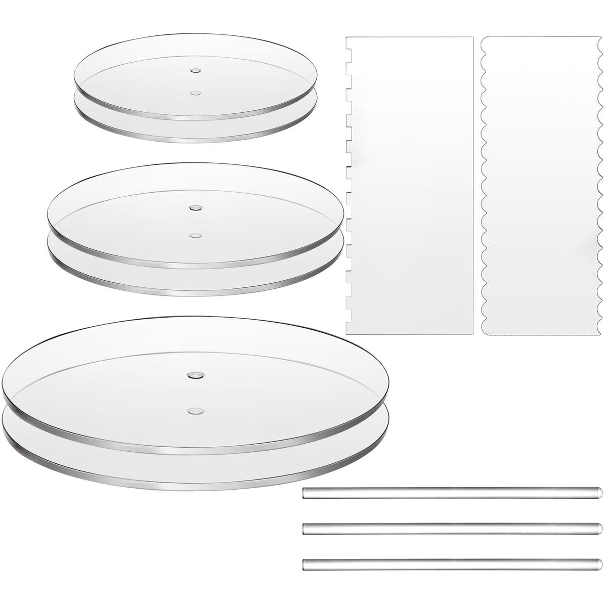 Coloch 6.25-inch acrylic cake disc with smooth surface for precise layer placement.