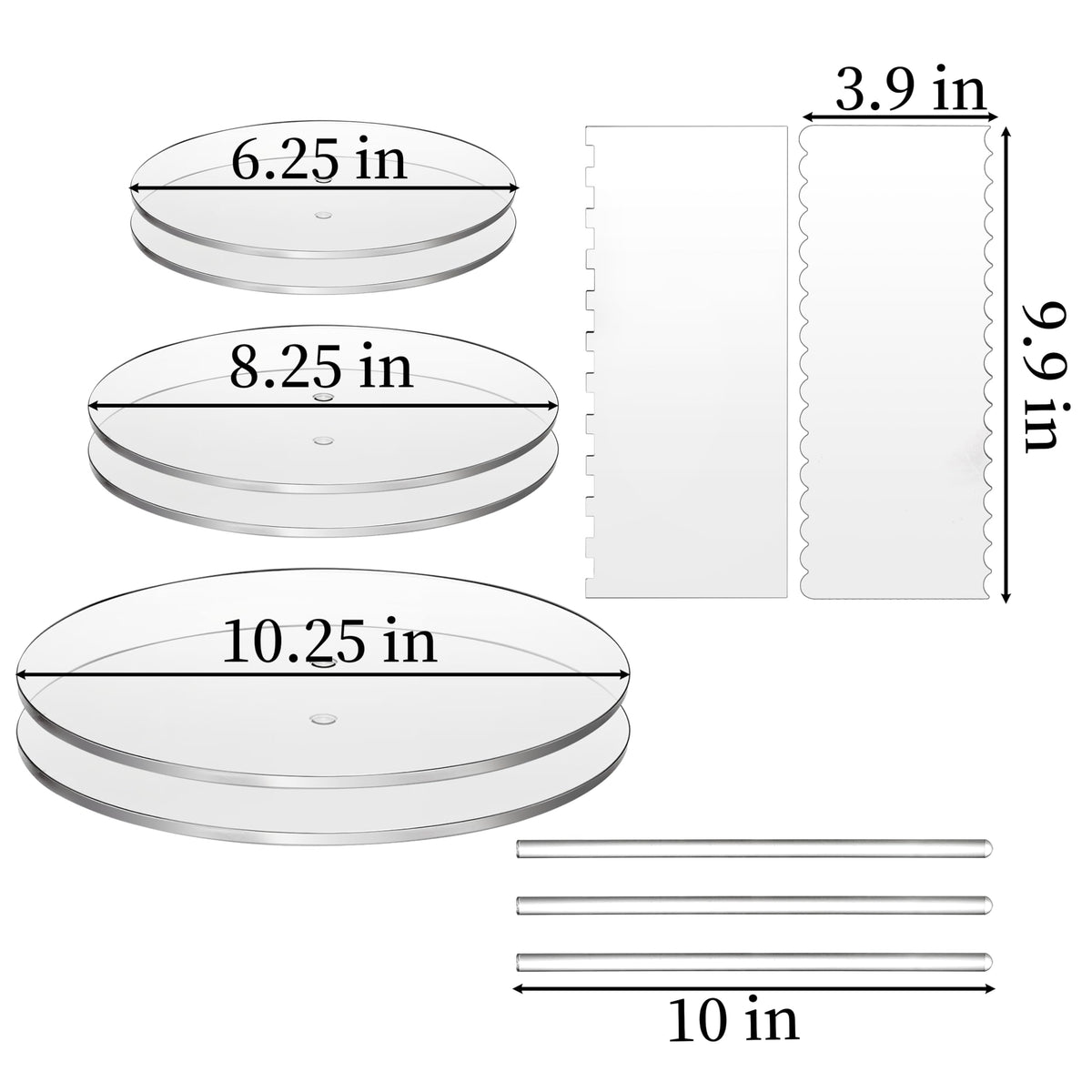 Coloch 8.25-inch acrylic cake disc with glossy finish for even tiers.