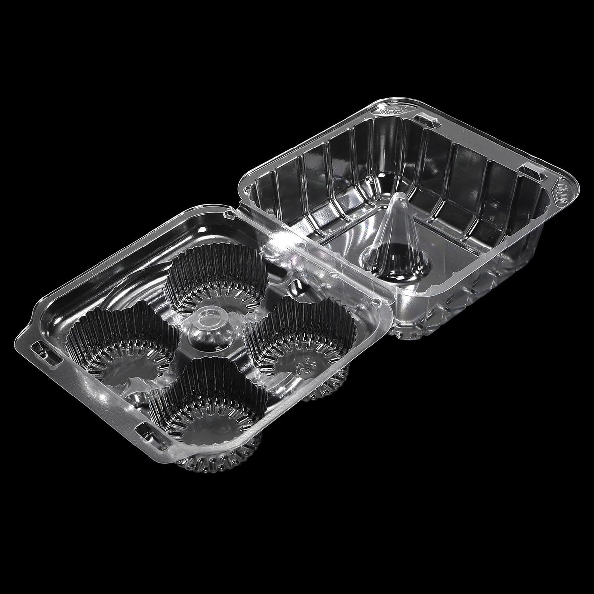 Coloch clear bakery carrier highlights cupcakes while displaying details