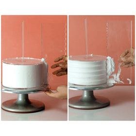 Coloch concave wave scraper creates elegant troughs along the cake.