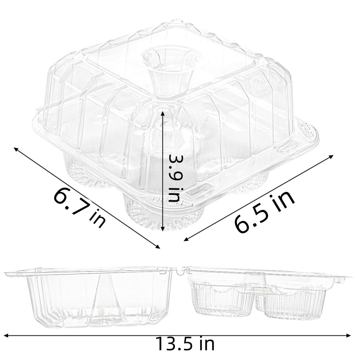 Coloch 4-compartment cupcake box interior view showing cupcake slots