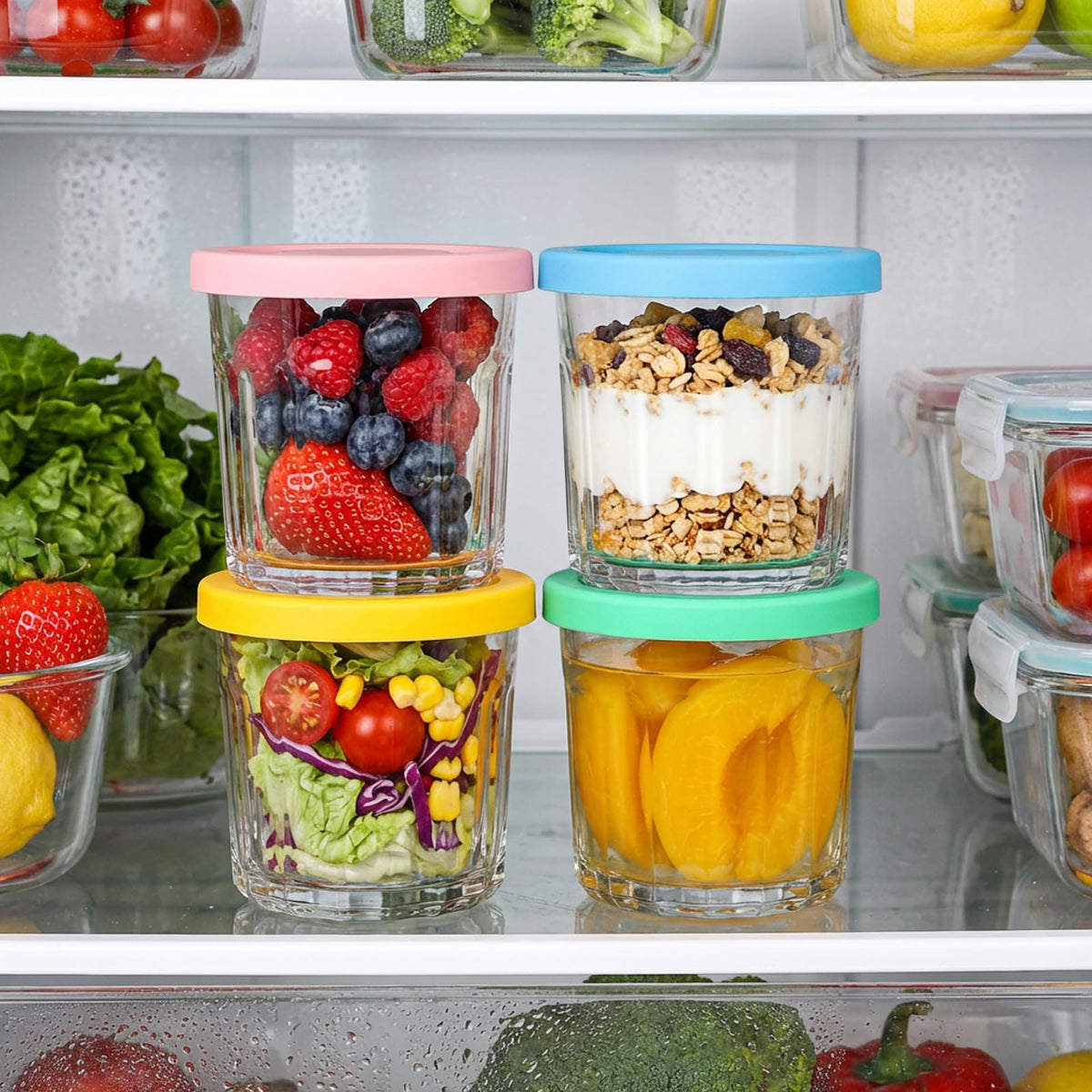 Coloch multipurpose glass tumbler suits beverages, yogurt, oatmeal, and snacks.
