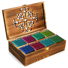 Coloch wooden tea bag storage box lid with carved pattern for elegant decor