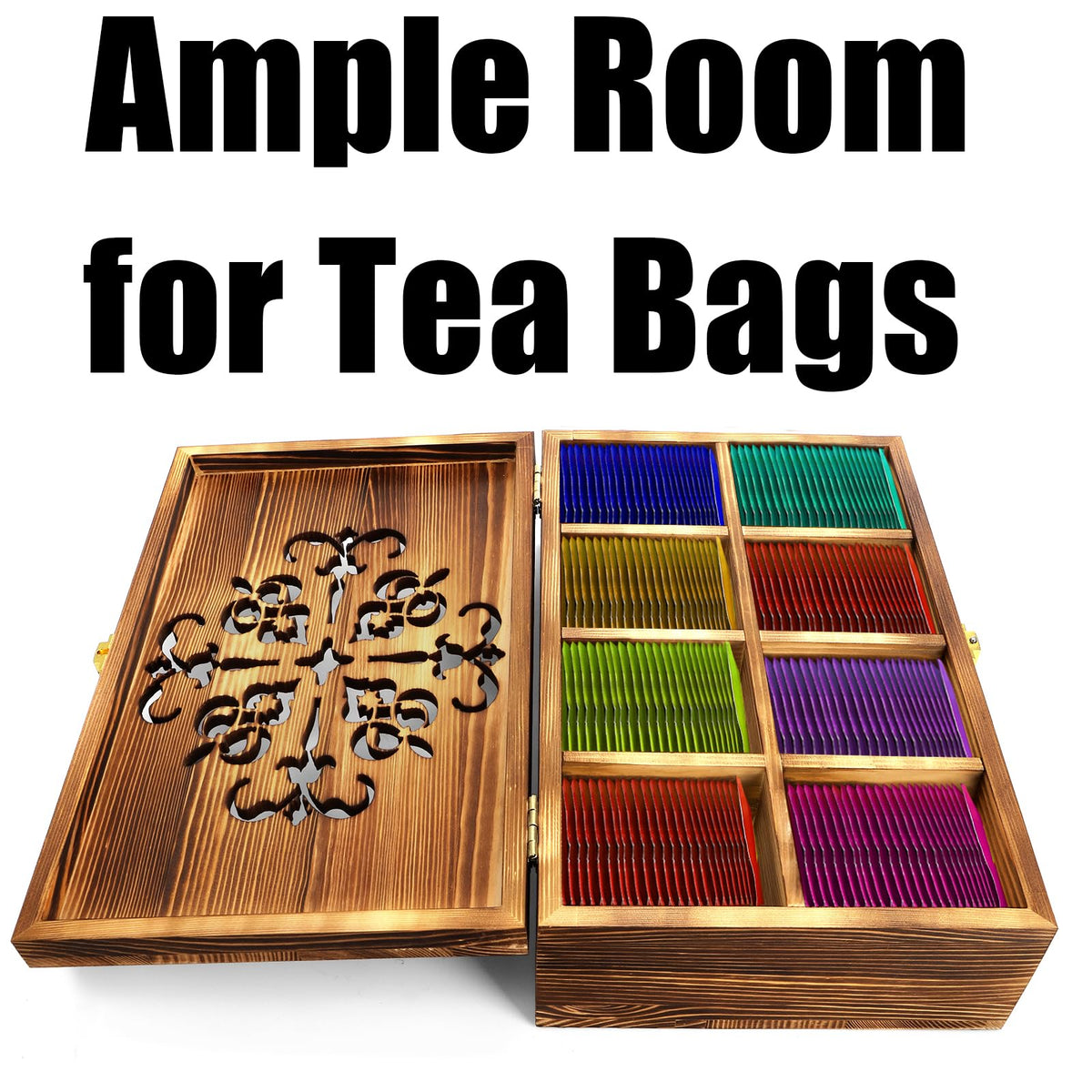 Coloch wooden tea bag box with silicone pads to prevent table scratches