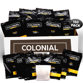 Colonial Coffee Roasters in-room filterpacks for 4-cup brewers deliver convenient portions.