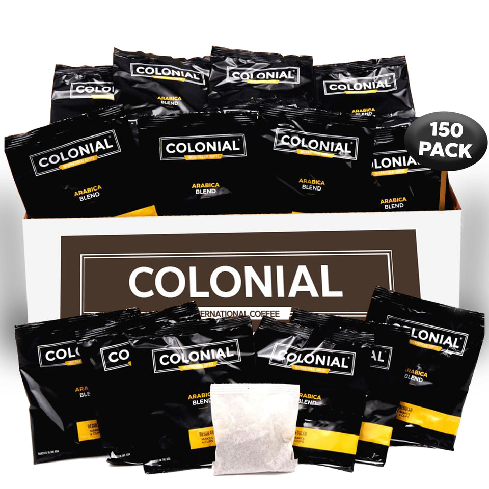 Colonial Coffee Roasters in-room filterpacks for 4-cup brewers deliver convenient portions.