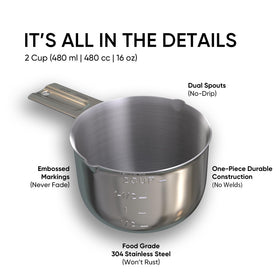 Color Up 2 Cup Measuring Cup ergonomic handle stays cool and comfortable