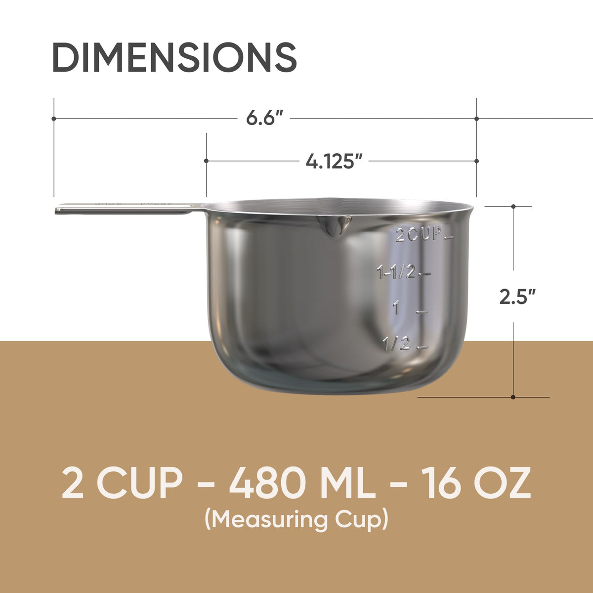 Color Up 2 Cup Measuring Cup flat base prevents tipping during pouring